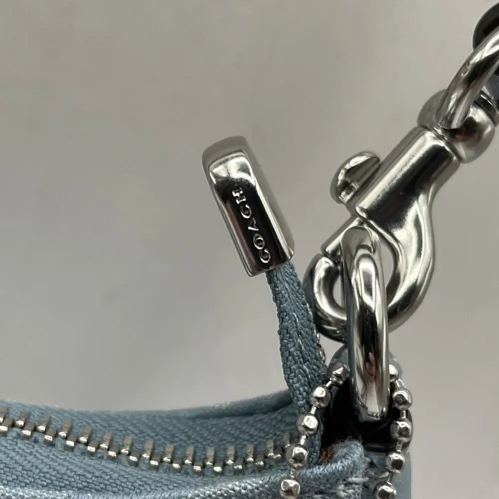 COACH Teri Shoulder Bag Signature Chambray Light Blue CH139 HAS STAINS AS IS